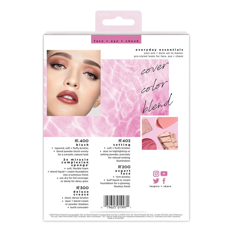 Real Techiques | 4 Brochas, 2 Sponges, Everyday Essentials Rosa