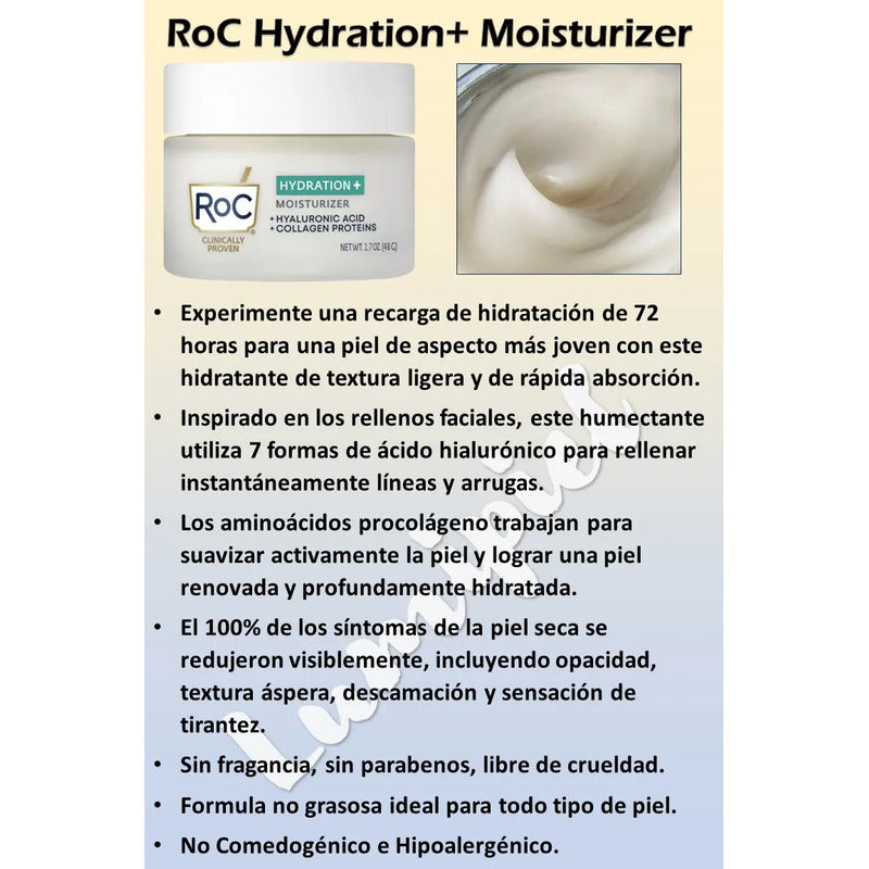 Roc Hydration Crema Facial 48g Todo Tipo Piel 35+ Todo Tipo De Piel Día/noche