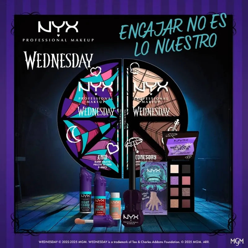 Paleta Wednesday De Rubor, Iluminador Y Contorno Nyx Wednesday