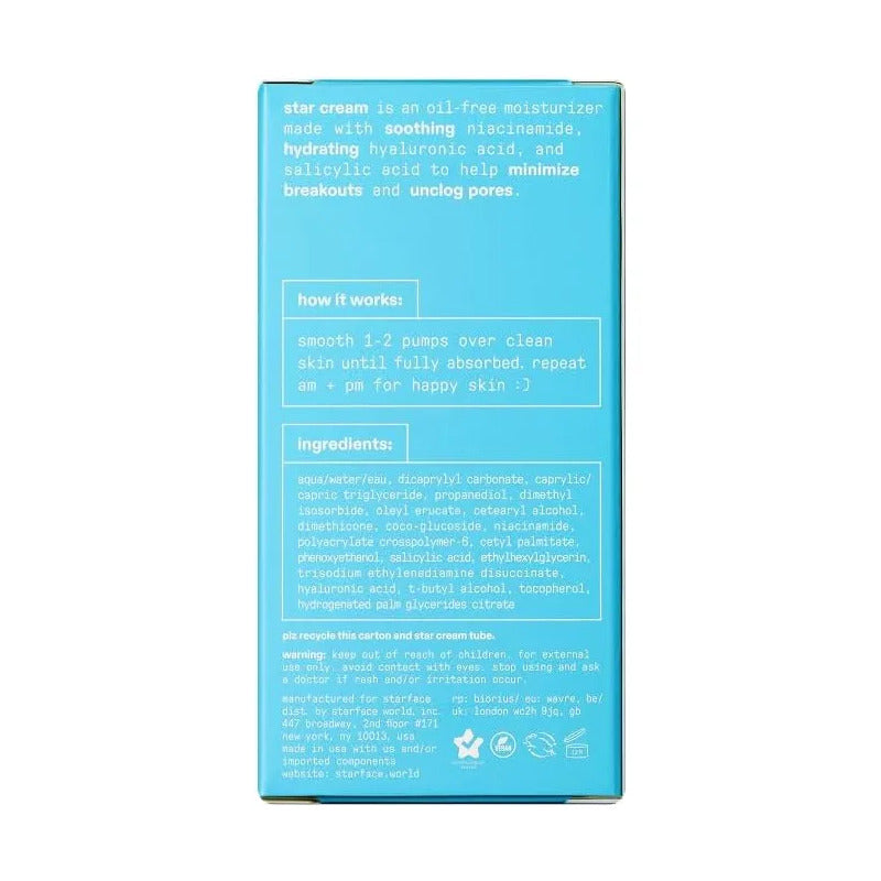 Crema Facial Starface Con Ác Salicílico Hidratante Día/noche Todo Tipo De Piel Día/noche