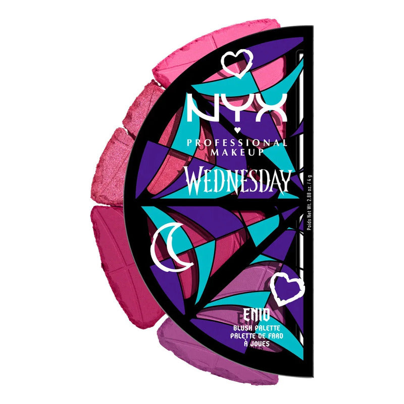 Nyx Wednesday Enid Paleta Rubor Rosa 4 Tonos Rosa Fucsia Coral