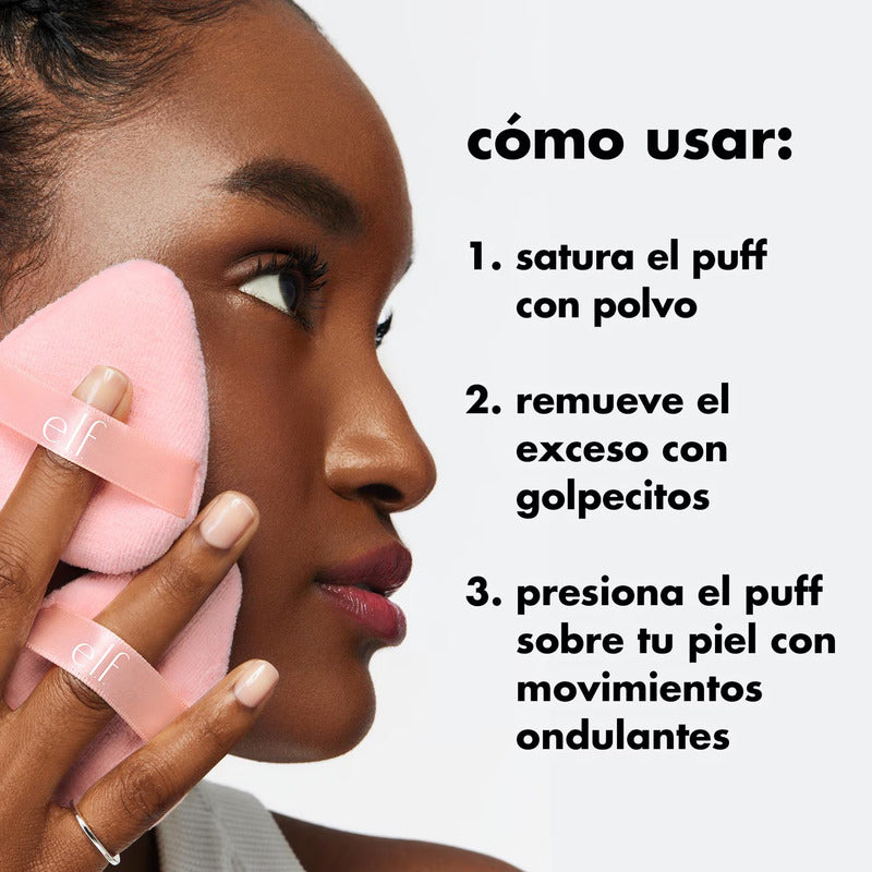 Elf | Halo Glow Powder Puff | Esponja Aplicadora De Polvo. Rosa Pálido Grande