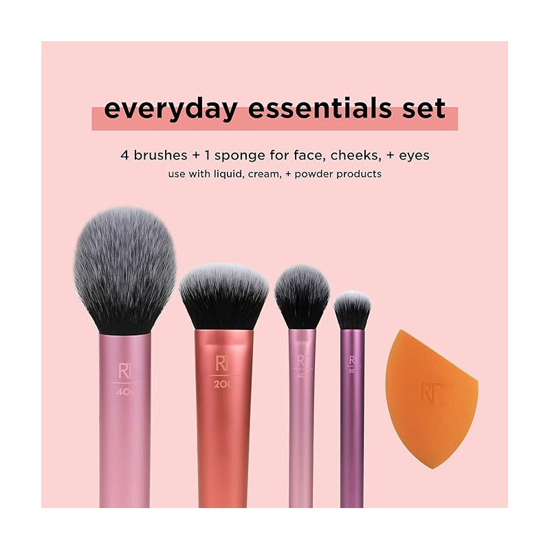 Real Techiques | 4 Brochas, 2 Sponges, Everyday Essentials Rosa