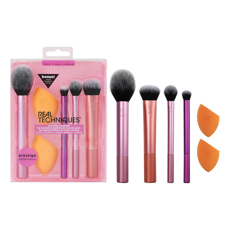 Real Techiques | 4 Brochas, 2 Sponges, Everyday Essentials Rosa