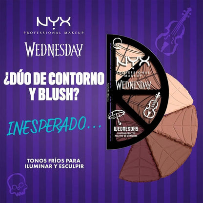 Paleta Wednesday De Rubor, Iluminador Y Contorno Nyx Wednesday
