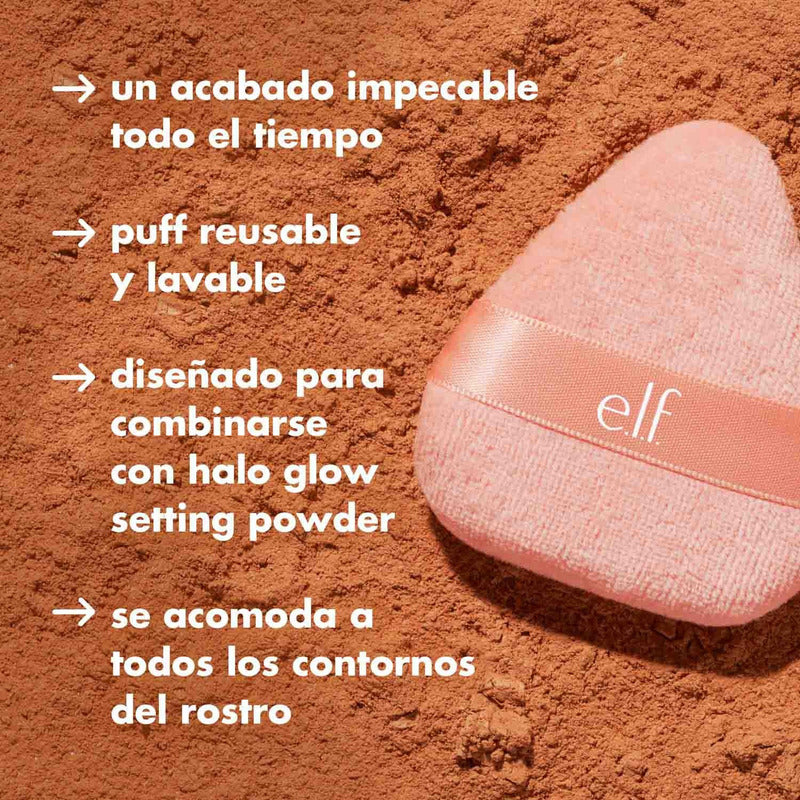 Elf | Halo Glow Powder Puff | Esponja Aplicadora De Polvo. Rosa Pálido Grande