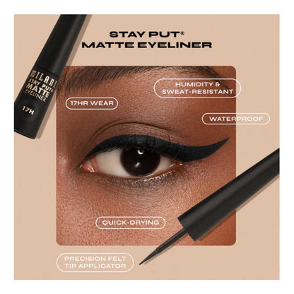 Milani | Stay Put Matte Eyeliner 17h - Delineador Liquido 110 Black Matte Mate