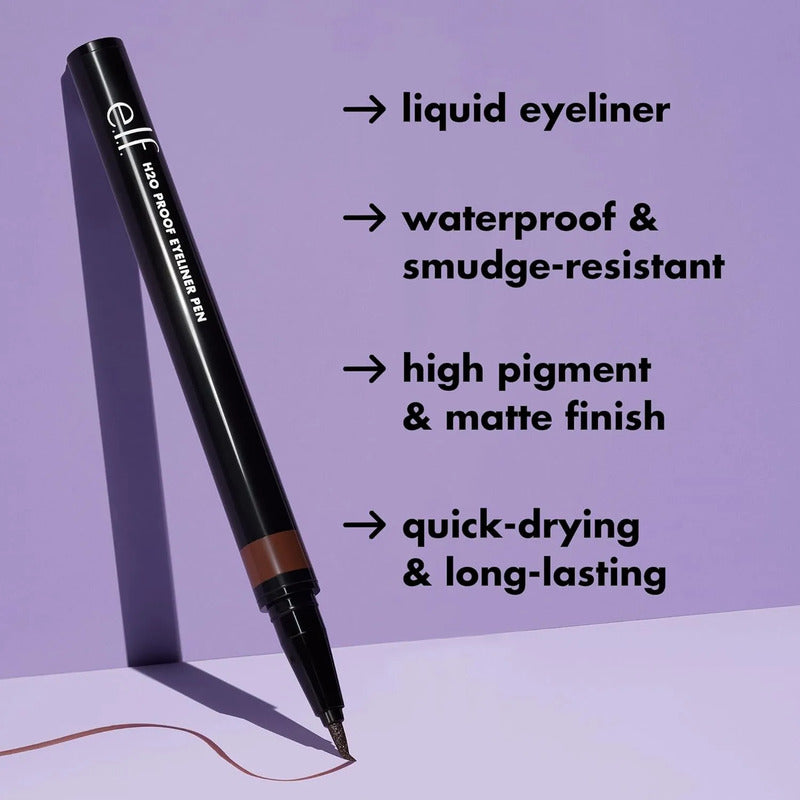 E.l.f. Cosmetics H2o Proof Eyeliner Pen, Delineador Ojos Negro