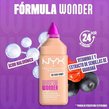 Base De Maquillaje Nyx Make Em Wonder Soft Matte 05 Fair Ivory