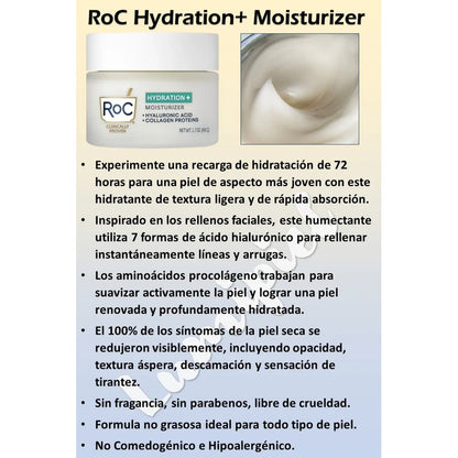 Roc Hydration Crema Facial 48g Todo Tipo Piel 35+ Todo Tipo De Piel Día/noche