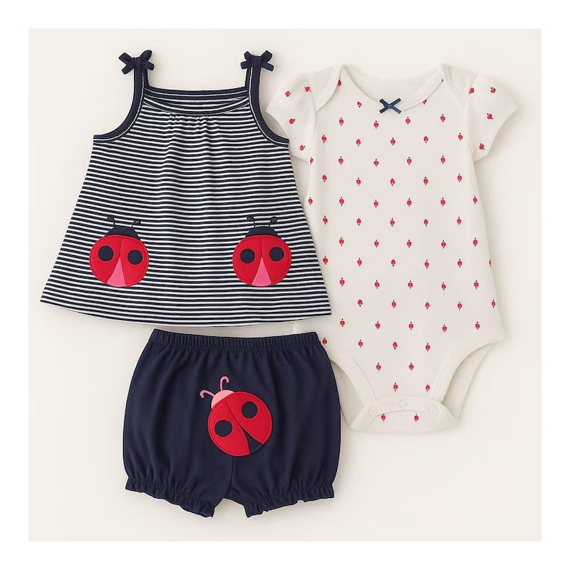 Carter's | Conjunto Para Niña, Bebe, Lady Bug, Set 3 Piezas Azul Marino 9-12 M