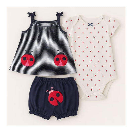 Carter's | Conjunto Para Niña, Bebe, Lady Bug, Set 3 Piezas Azul Marino 9-12 M