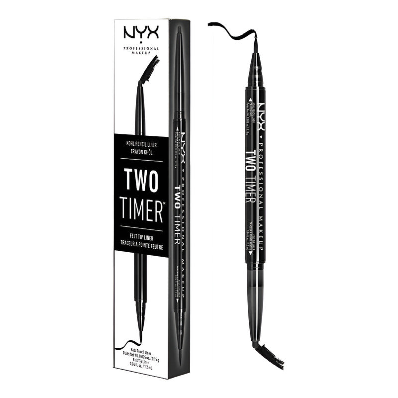 Nyx | Two Timer Liner | Delinador Ojos 2 En 1 Jet Black Tt01 Satinado