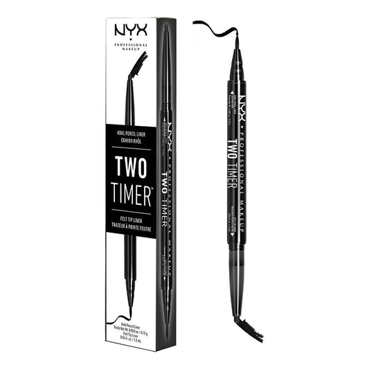 Nyx | Two Timer Liner | Delinador Ojos 2 En 1 Jet Black Tt01 Satinado