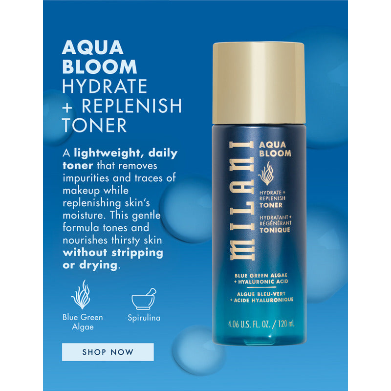 Milani | Tonico Hidratante Aqua Bloom, Ac Hialuronico Y Alga Todo Tipo De Piel Día/noche